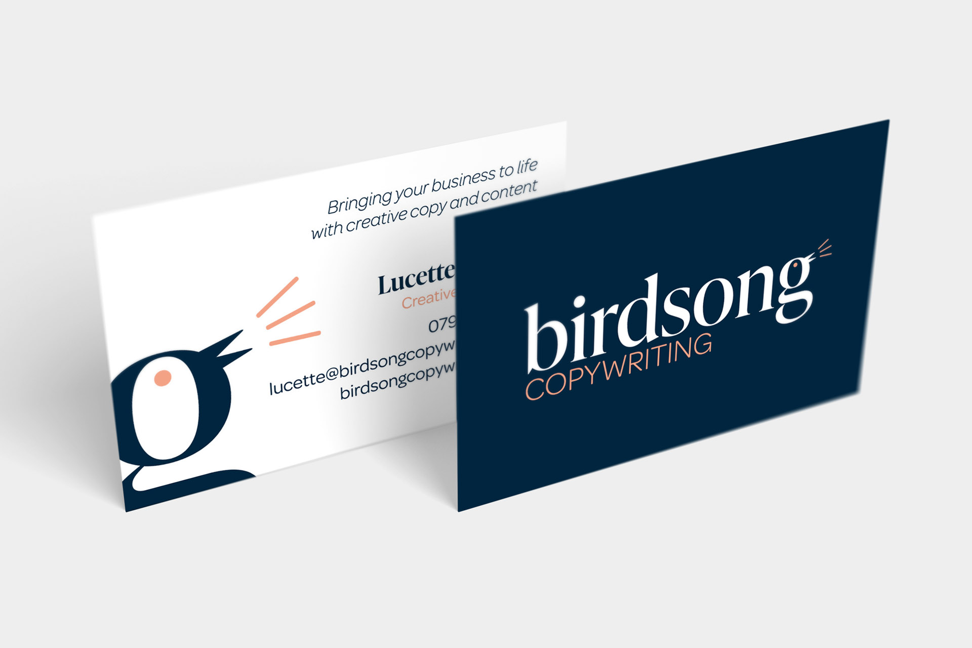 Business card design and printing birdsong copywriting