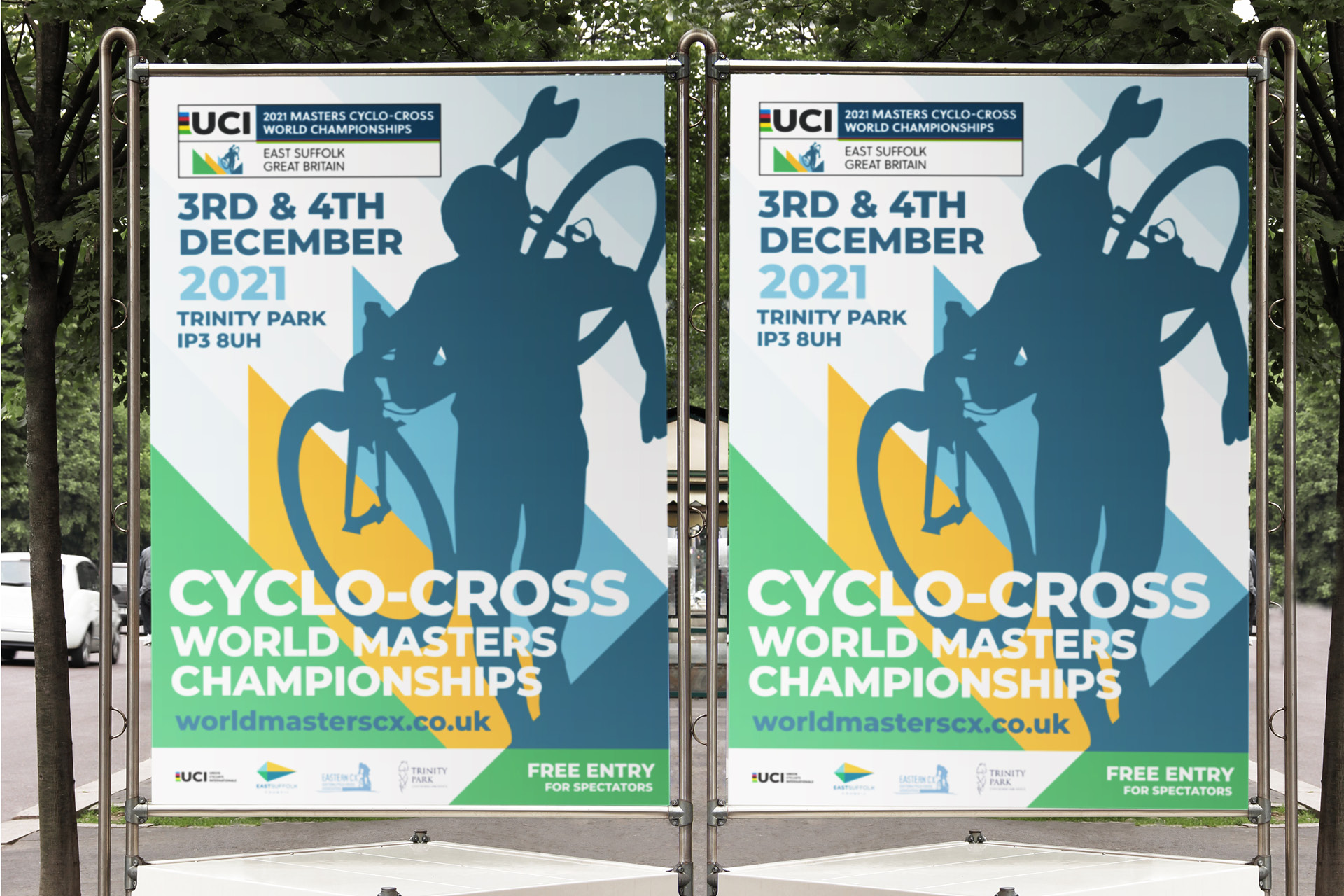 Outside signage printing and design for cyclo-cross event trinity park ipswich